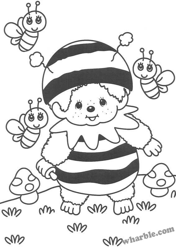 Bumble Bee Monchhichi Coloring Page